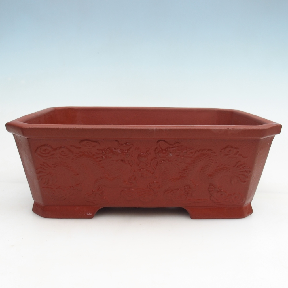 Ceramic bonsai bowl 32,5 x 23 x 11,5 cm, brick colour