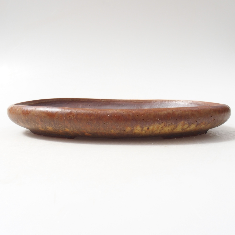 Ceramic bonsai bowl 22 x 16,5 x 3 cm, color brown