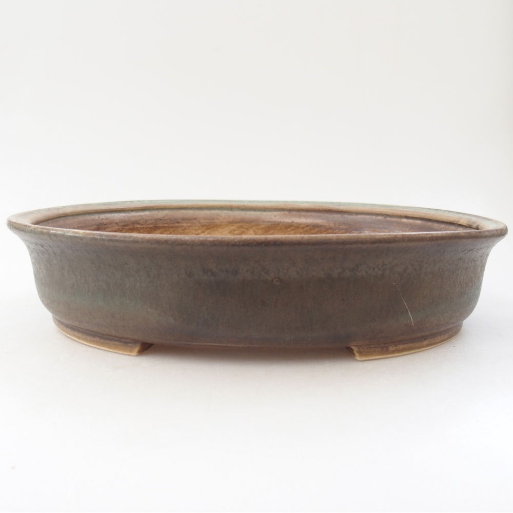 Ceramic bonsai bowl 26,5 x 23,5 x 5,5 cm, green