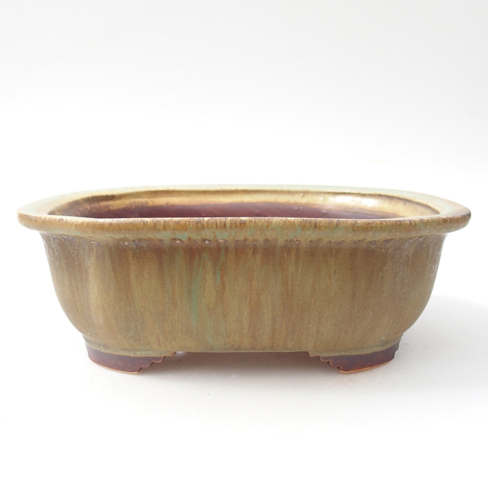 Ceramic bonsai bowl 20 x 16 x 7  cm, color green