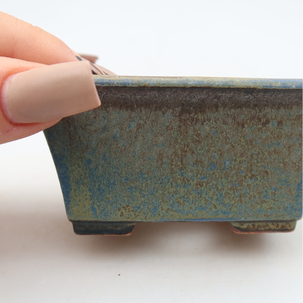 Ceramic bonsai pot, 8.5 x 6 x 4 cm, blue