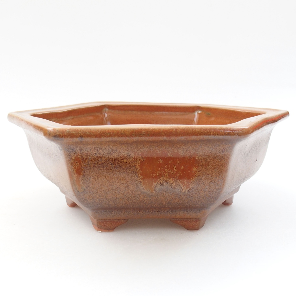 Ceramic bonsai bowl 17 x 15 x 6 cm, color brown