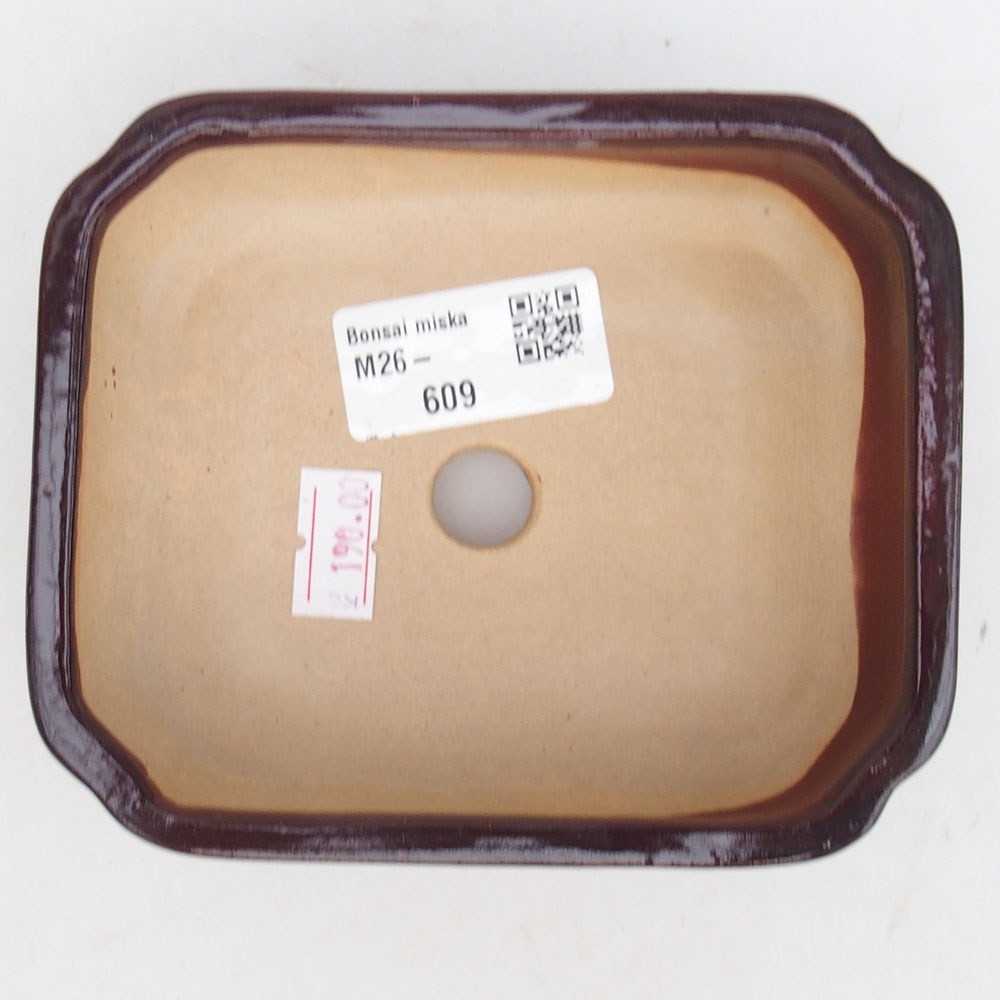 Ceramic bonsai bowl 12 x 10,5 x 4 cm, brown