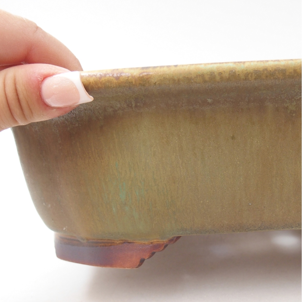 Ceramic bonsai bowl 25 x 21 x 8 cm, green