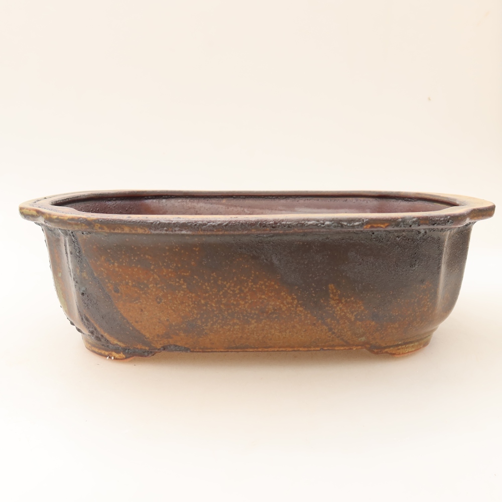 Ceramic bonsai pot, 24.5 x 21 x 7.5 cm, brown