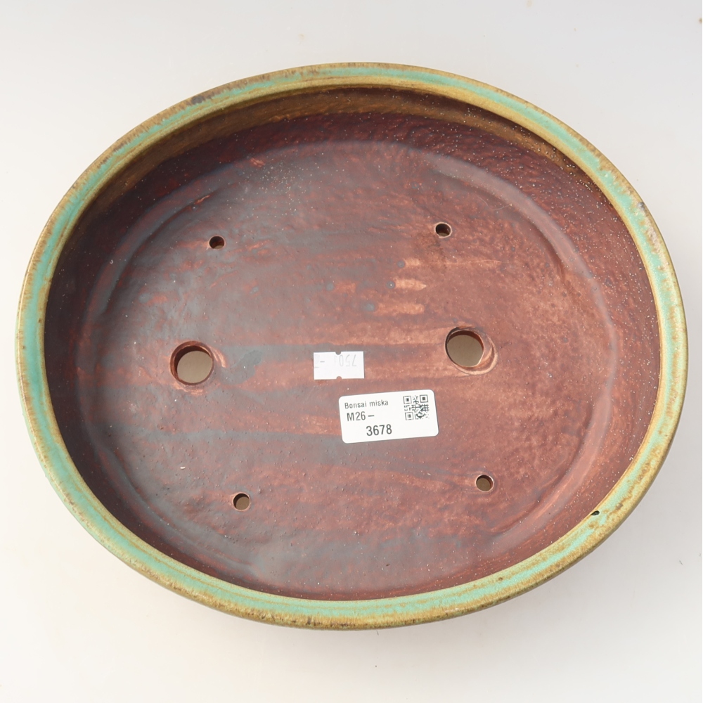 Ceramic bonsai bowl 27 x 24 x 6 cm, green
