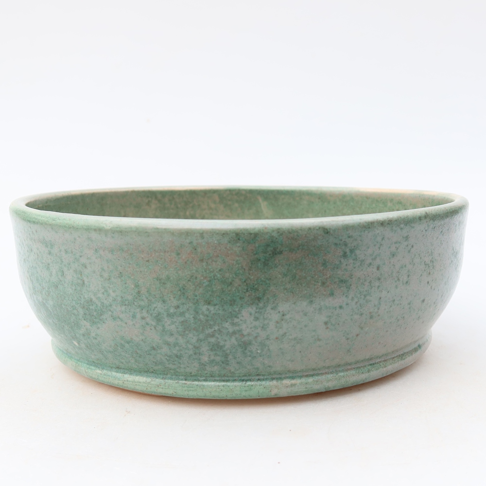 Ceramic bonsai pot, 17.5 x 17.5 x 6 cm, green