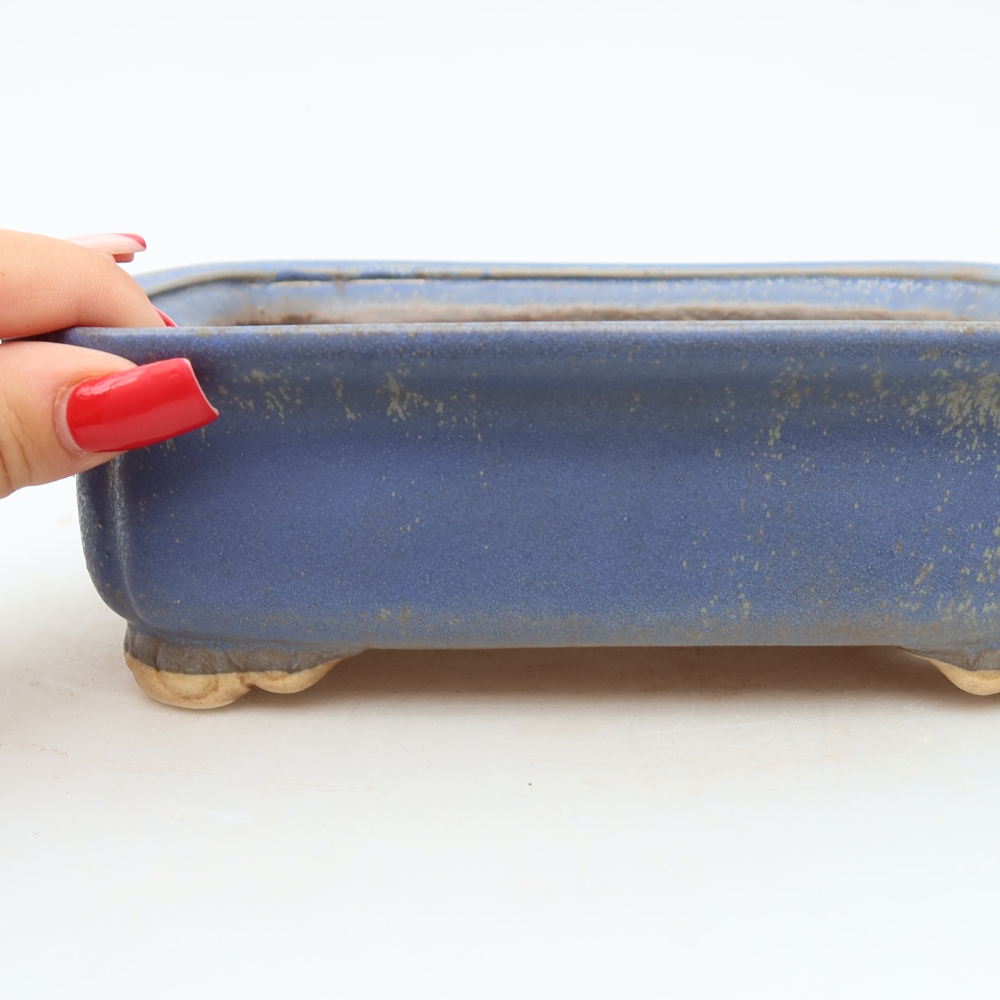Ceramic bonsai pot, 20 x 17.5 x 6 cm, blue