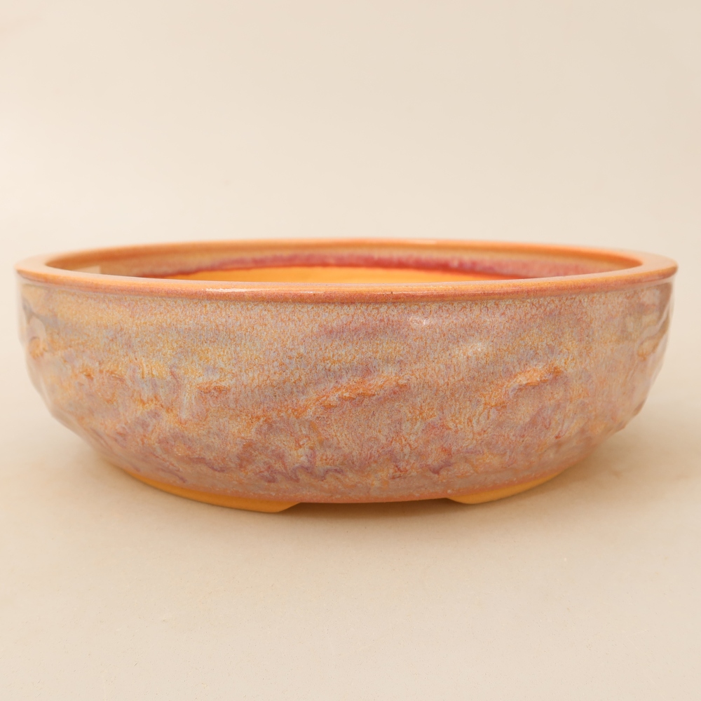 Ceramic bonsai pot, 22.5 x 22.5 x 7 cm, pink