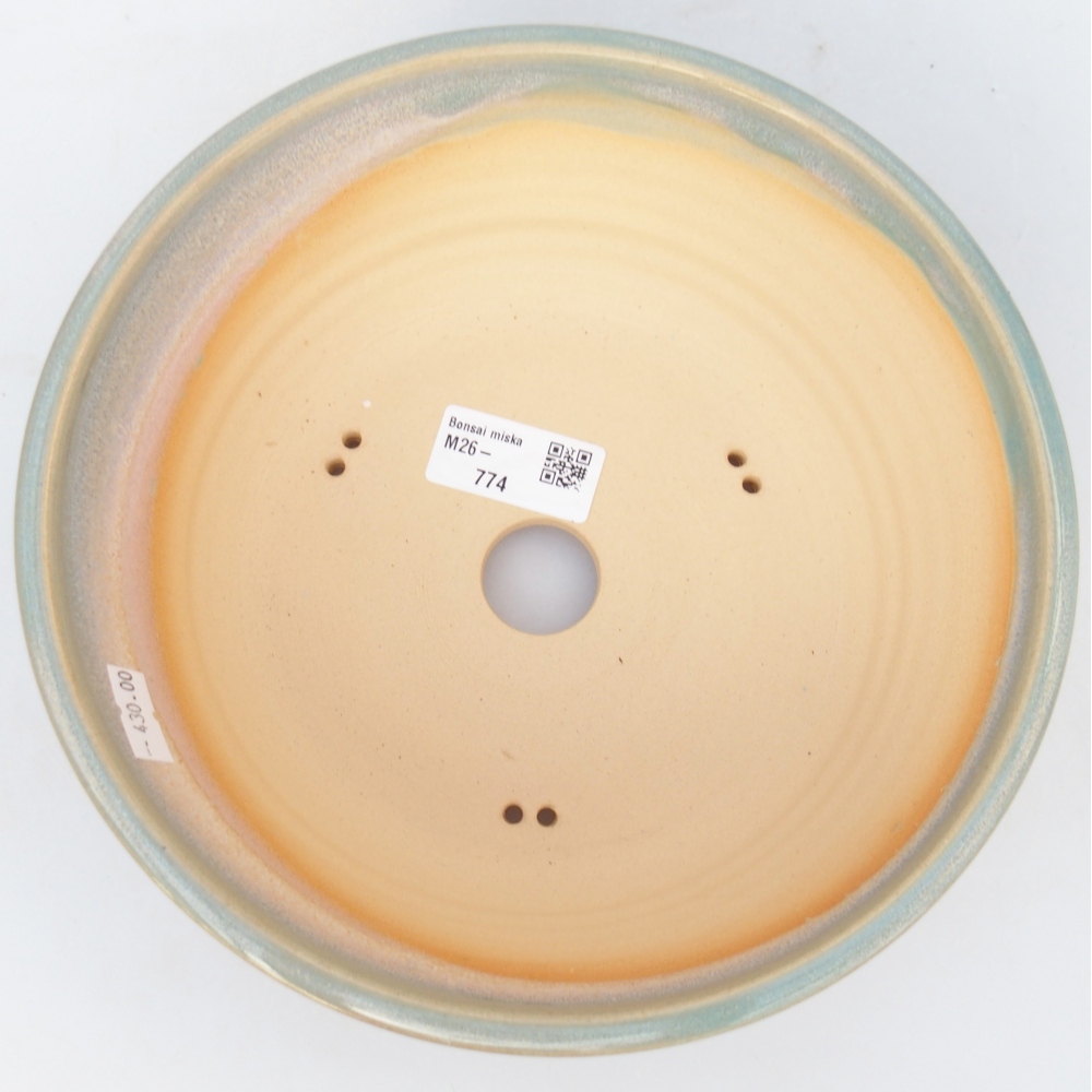 Ceramic bonsai bowl 21 x 21 x 8 cm, green-brown