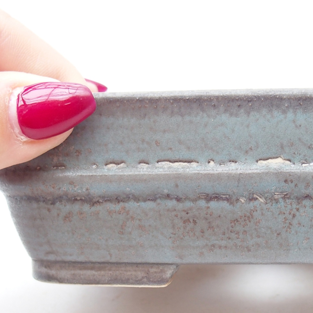 Ceramic bonsai bowl 14,5 x 11,5 x 4 cm, color blue