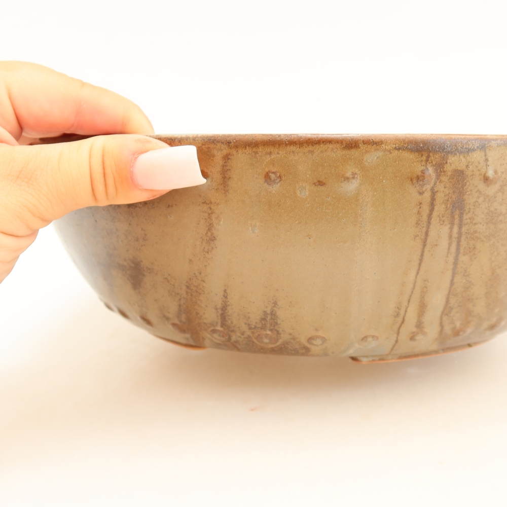Ceramic bonsai bowl 24,5 x 24,5 x 7,5 cm, brown