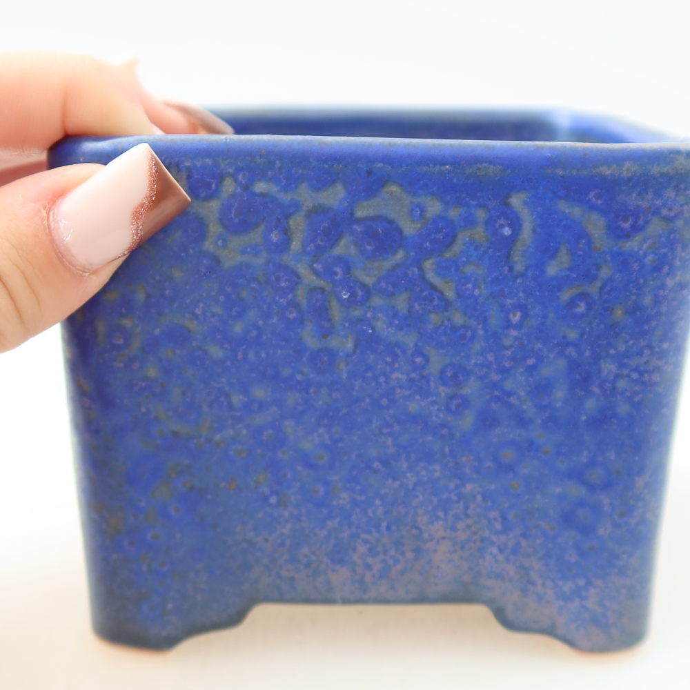 Ceramic bonsai bowl 10 x 10 x 8 cm, colour blue