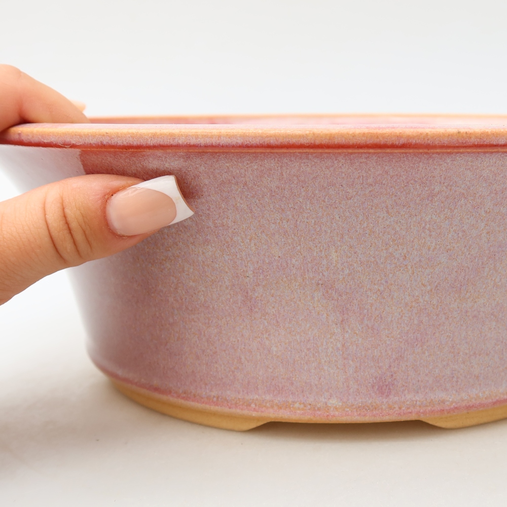 Ceramic bonsai pot, 25.5 x 25.5 x 8.5 cm, pink