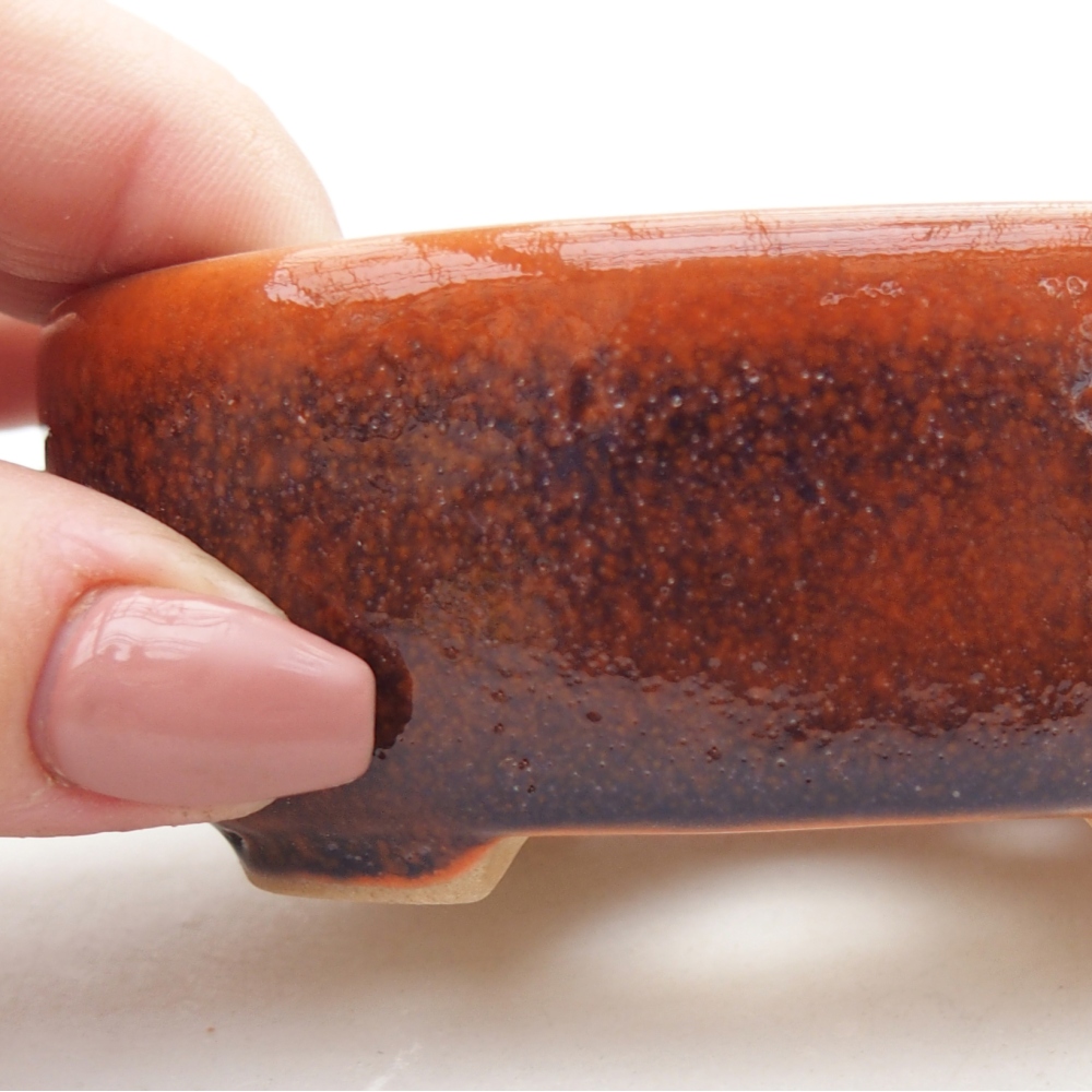 Ceramic bonsai bowl 9 x 7,5 x 3,5 cm, orange