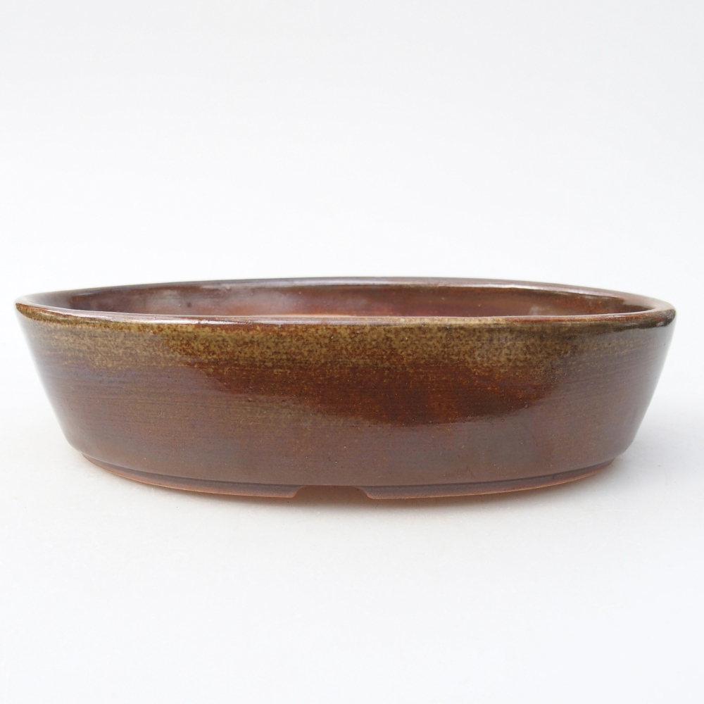 Ceramic bonsai bowl 18,5 x 13,5 x 4,5 cm, brown
