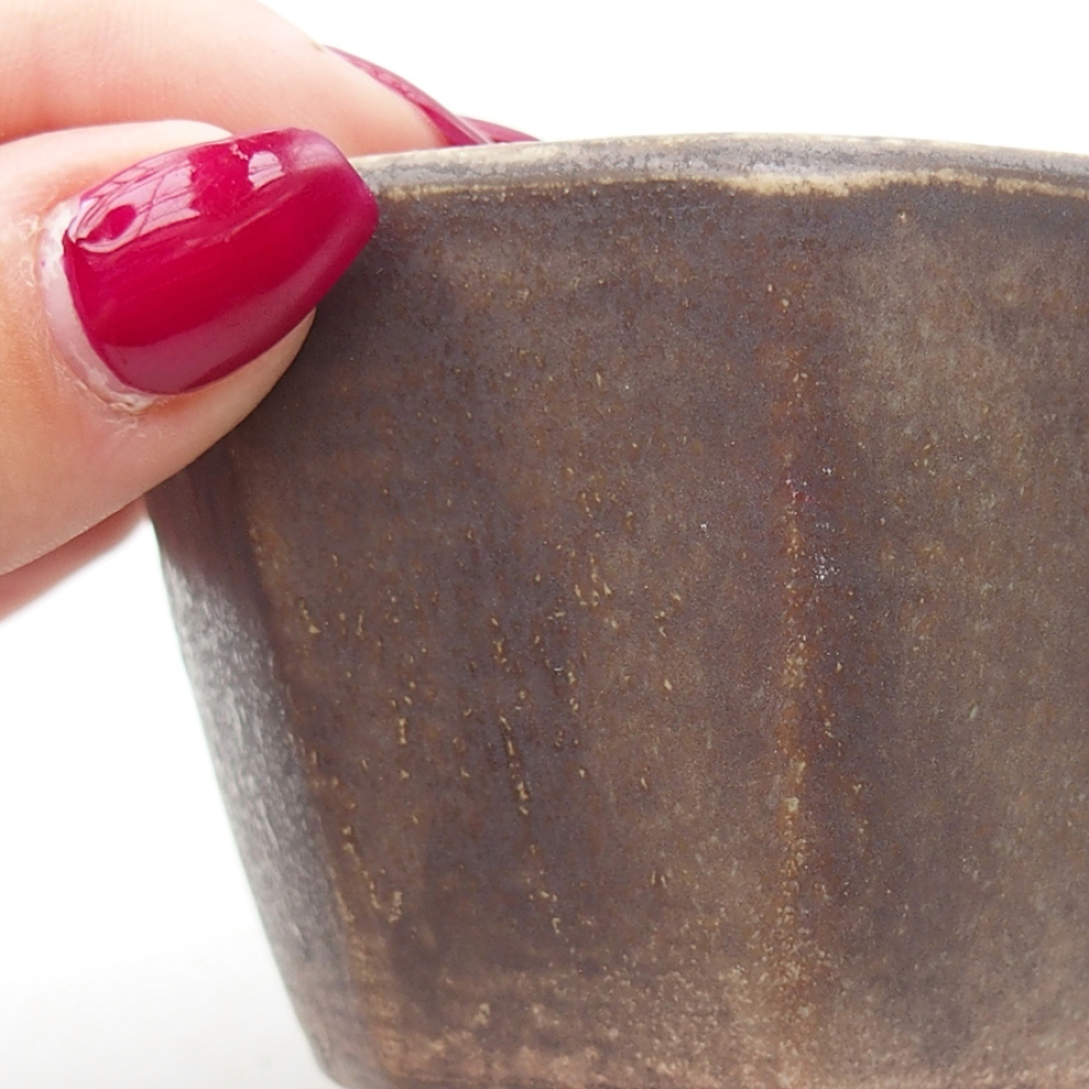 Ceramic bonsai bowl 8,5 x 8,5 x 6 cm, color brown