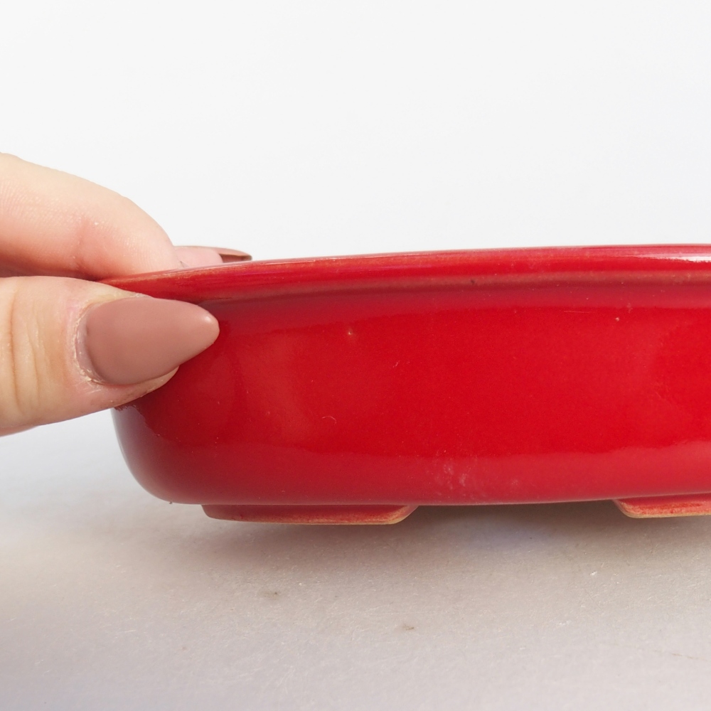 Ceramic bonsai bowl 15 x 10,5 x 3,5 cm, colour red