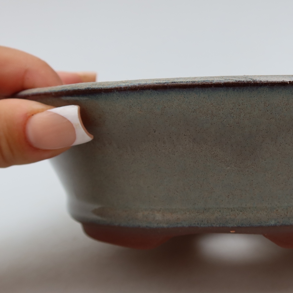 Ceramic bonsai bowl 17,5 x 17,5 x 5 cm, grey