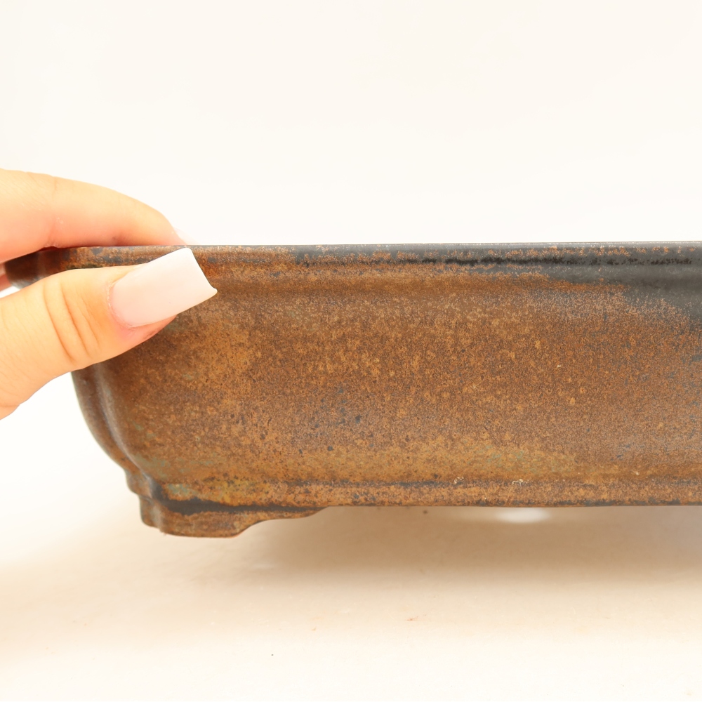 Ceramic bonsai pot, 27.5 x 21.5 x 7 cm, brown