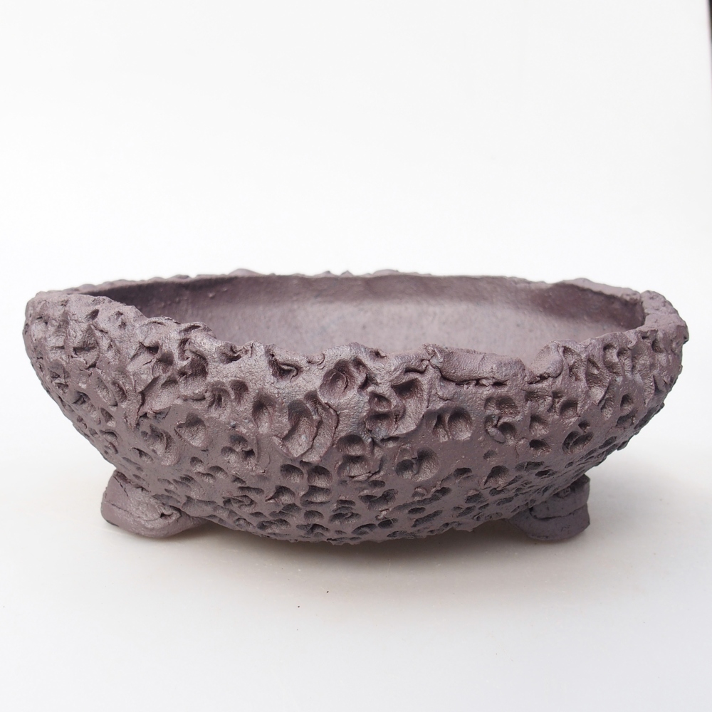Ceramic bonsai bowl 17 x 17 x 7 cm, metal colour