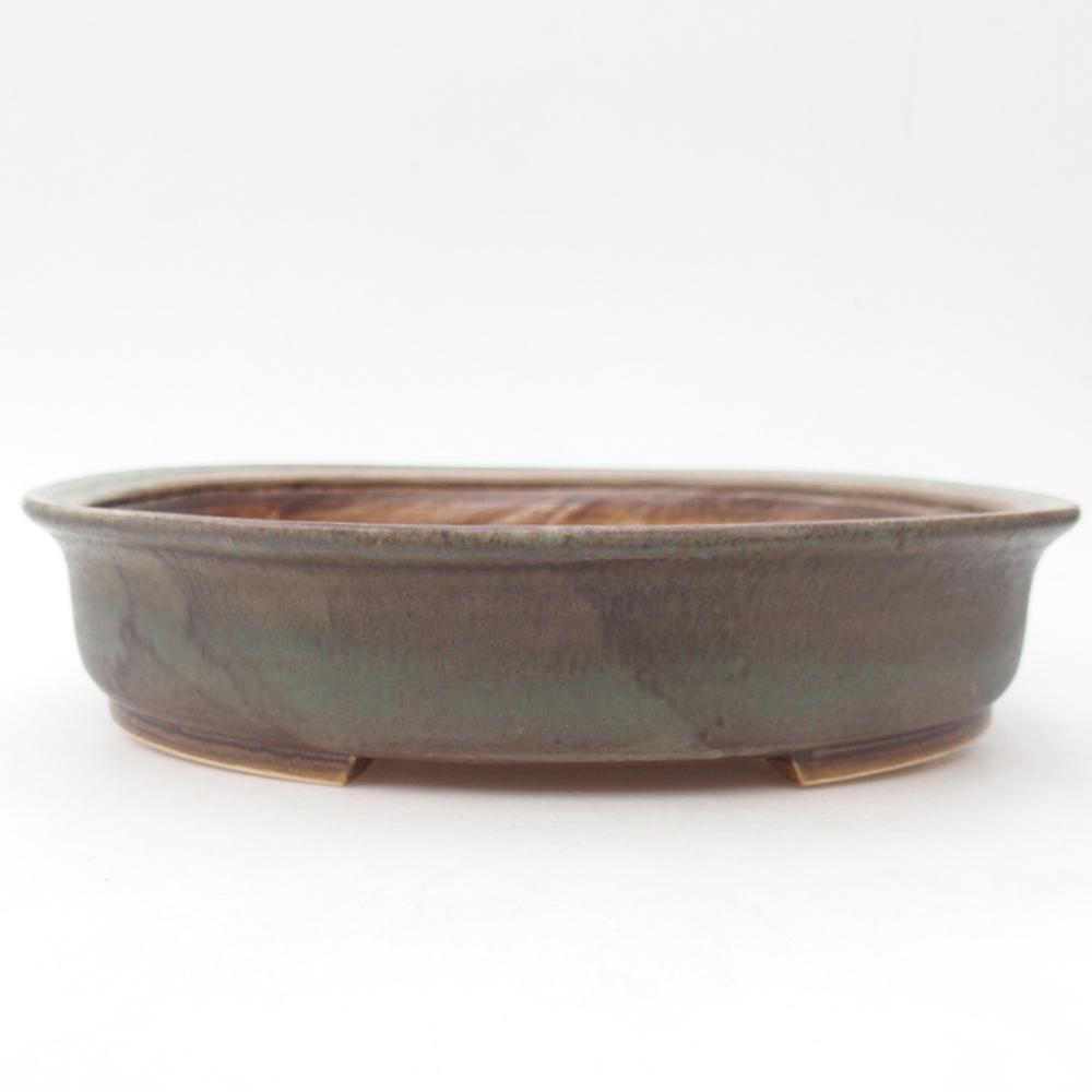 Ceramic bonsai bowl 26 x 23,5 x 5,5 cm, green