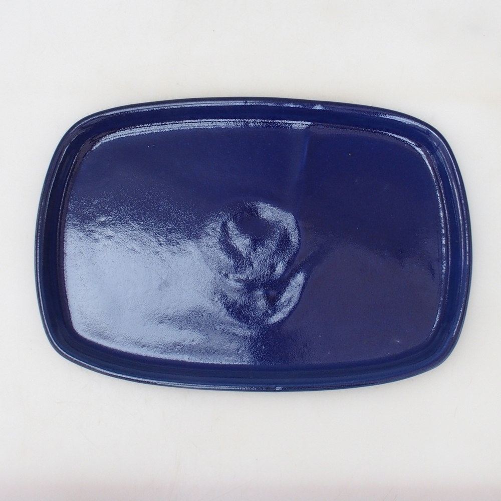 Bonsai pot + saucer H07 - 30 x 23 x 7.5 cm. - blue
