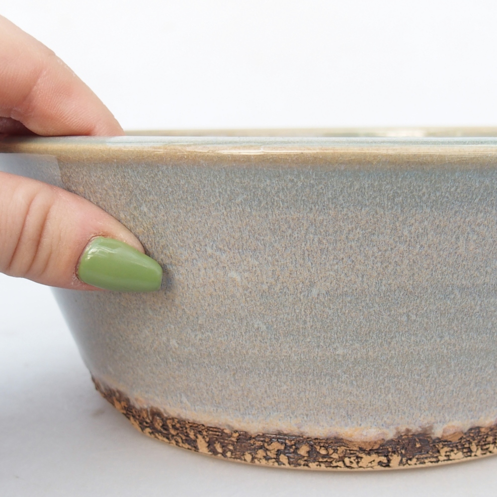 Ceramic bonsai bowl 21 x 21 x 8 cm, green-brown