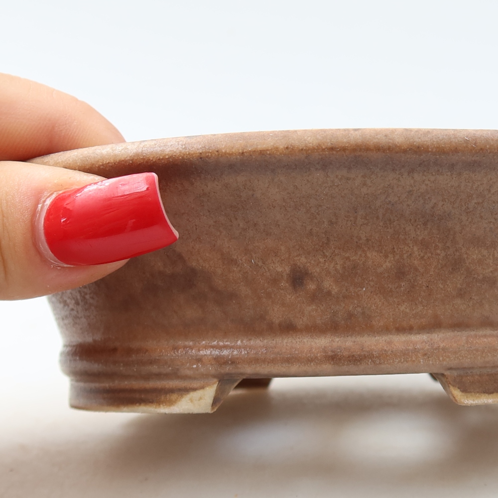 Ceramic bonsai pot, 13 x 11.5 x 4 cm, pink