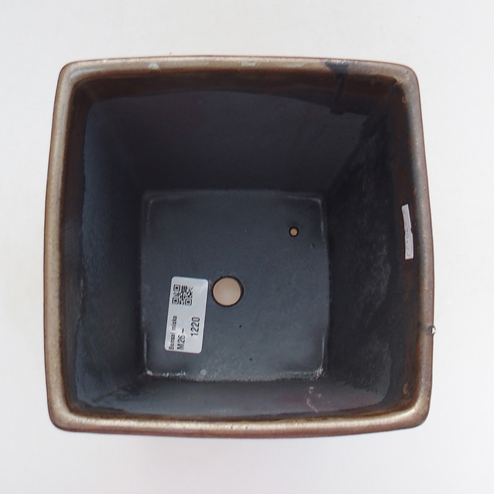 Ceramic bonsai bowl 15 x 15 x 19 cm, brown