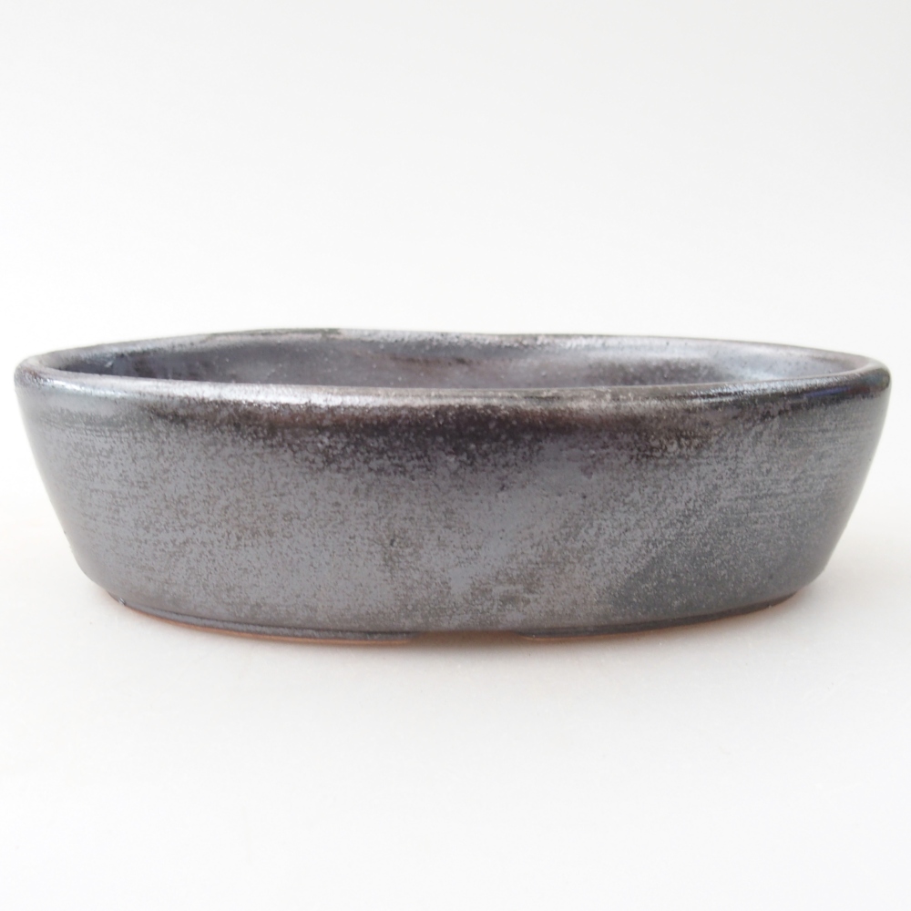 Ceramic bonsai bowl 15 x 9,5 x 4 cm, metal colour