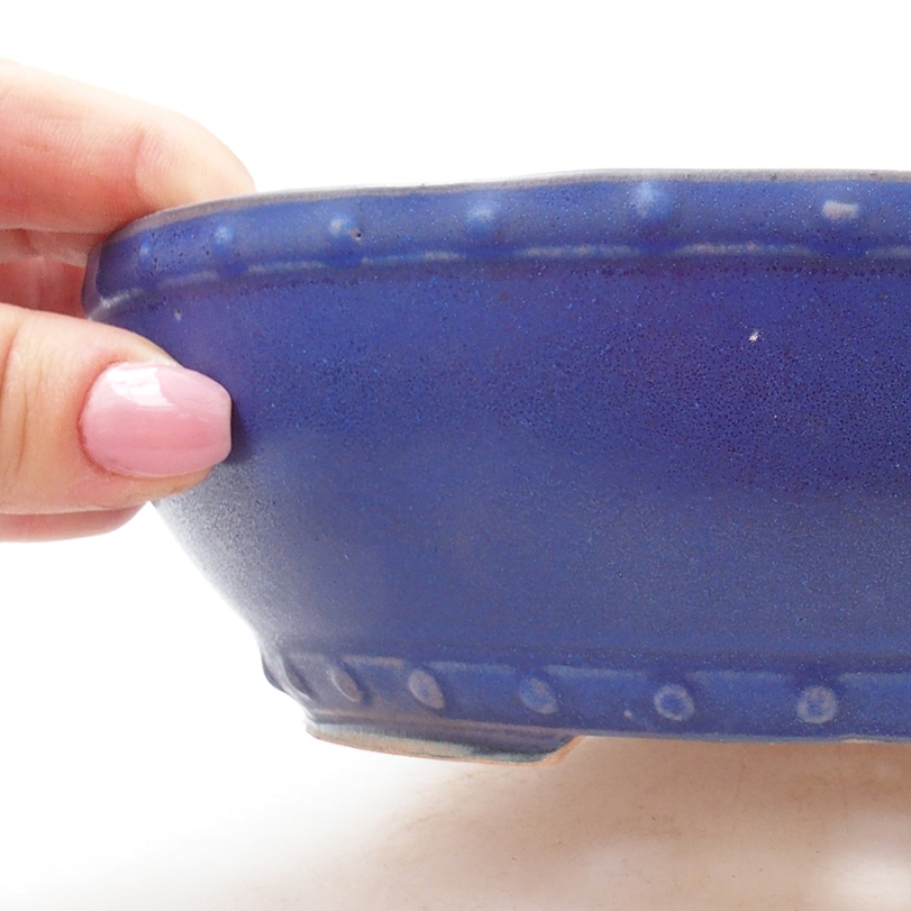 Ceramic bonsai bowl 17,5 x 17,5 x 5 cm, color blue