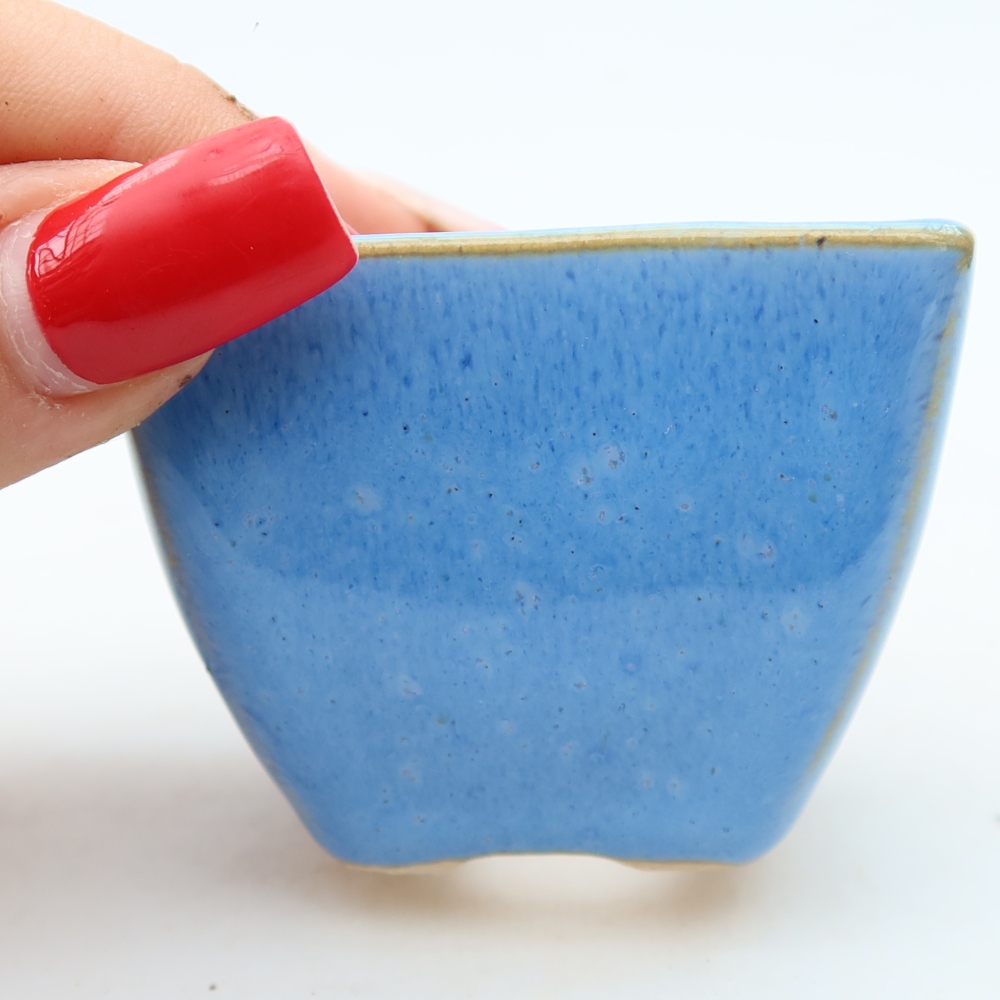 Ceramic bonsai pot, 5.5 x 5.5 x 4.5 cm, blue