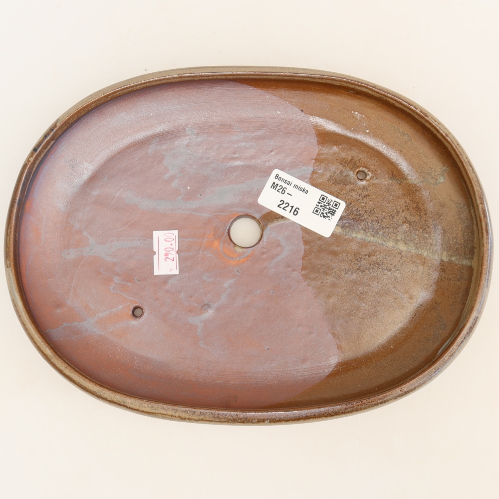Ceramic bonsai bowl 22,5 x 16,5 x 3 cm, brown