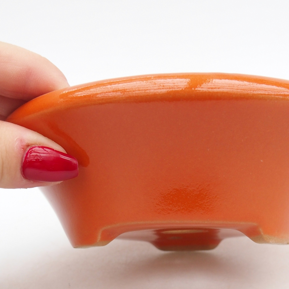 Ceramic bonsai bowl 13,5 x 13,5 x 5 cm, orange