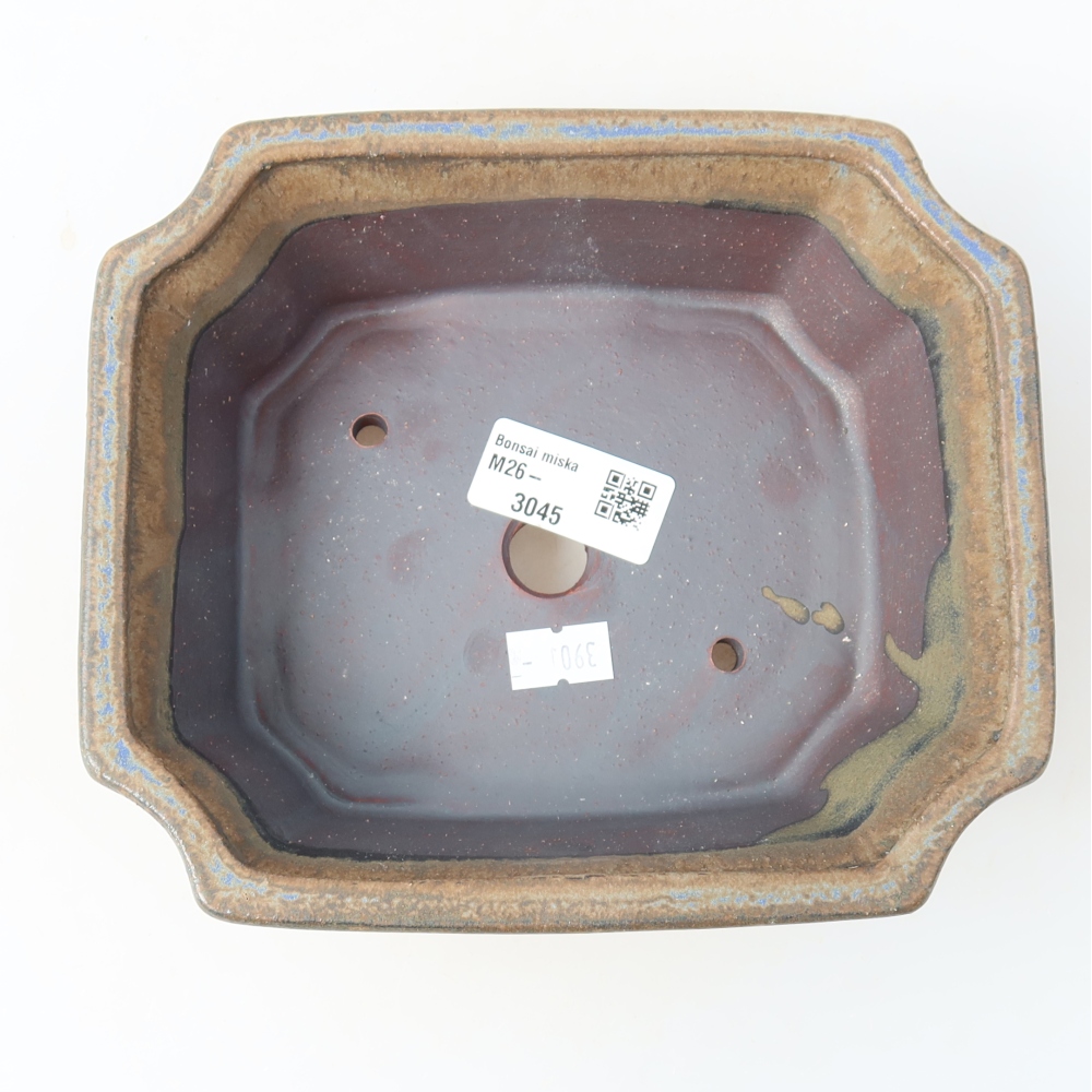 Ceramic bonsai pot, 18 x 15.5 x 6 cm, brown