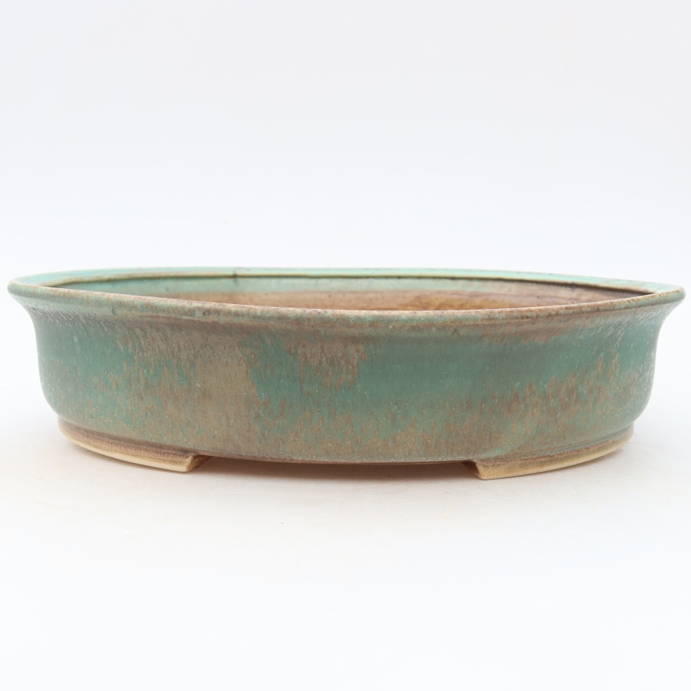 Ceramic bonsai pot, 27 x 24 x 5.5 cm, green