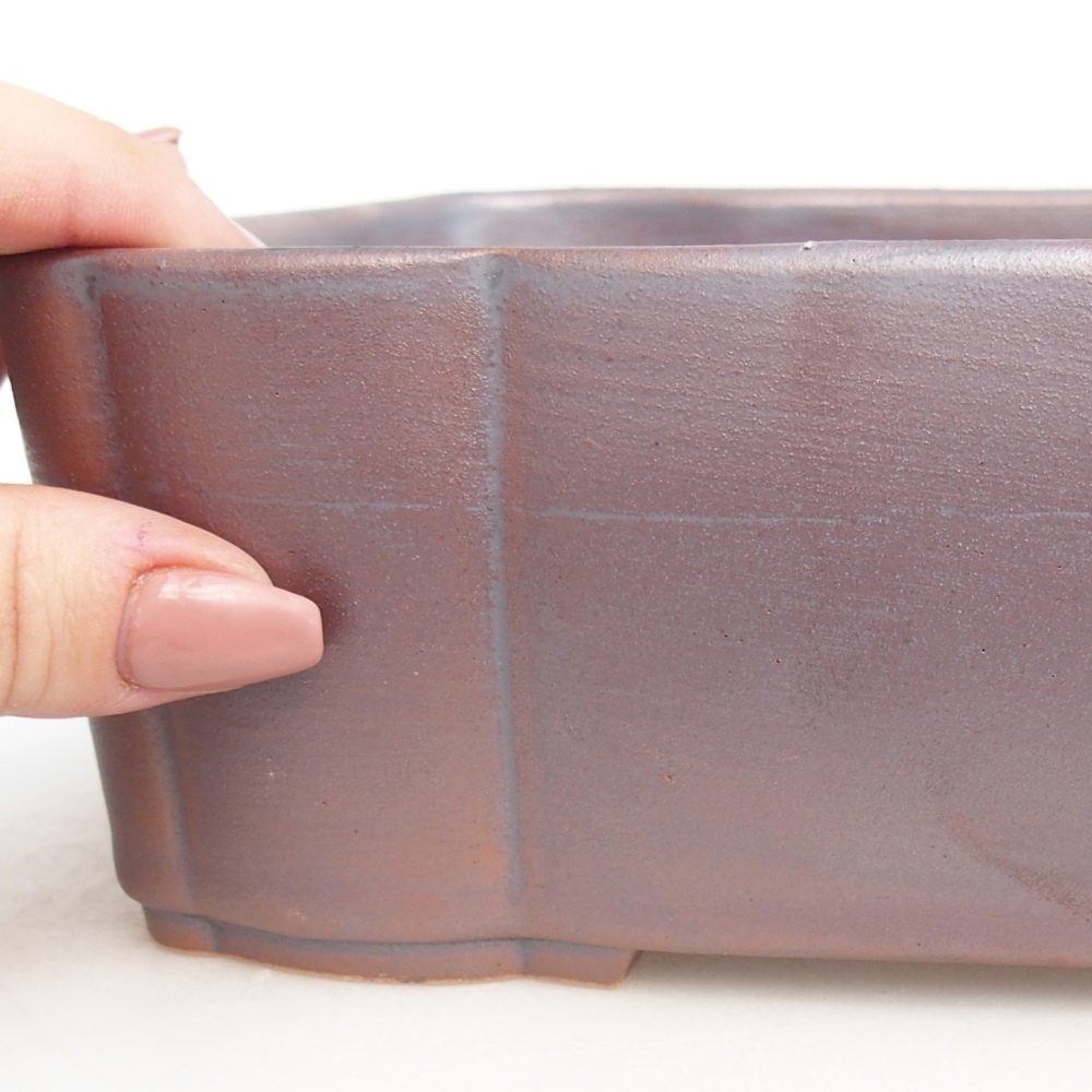 Ceramic bonsai bowl 21 x 17 x 7 cm, metal colour