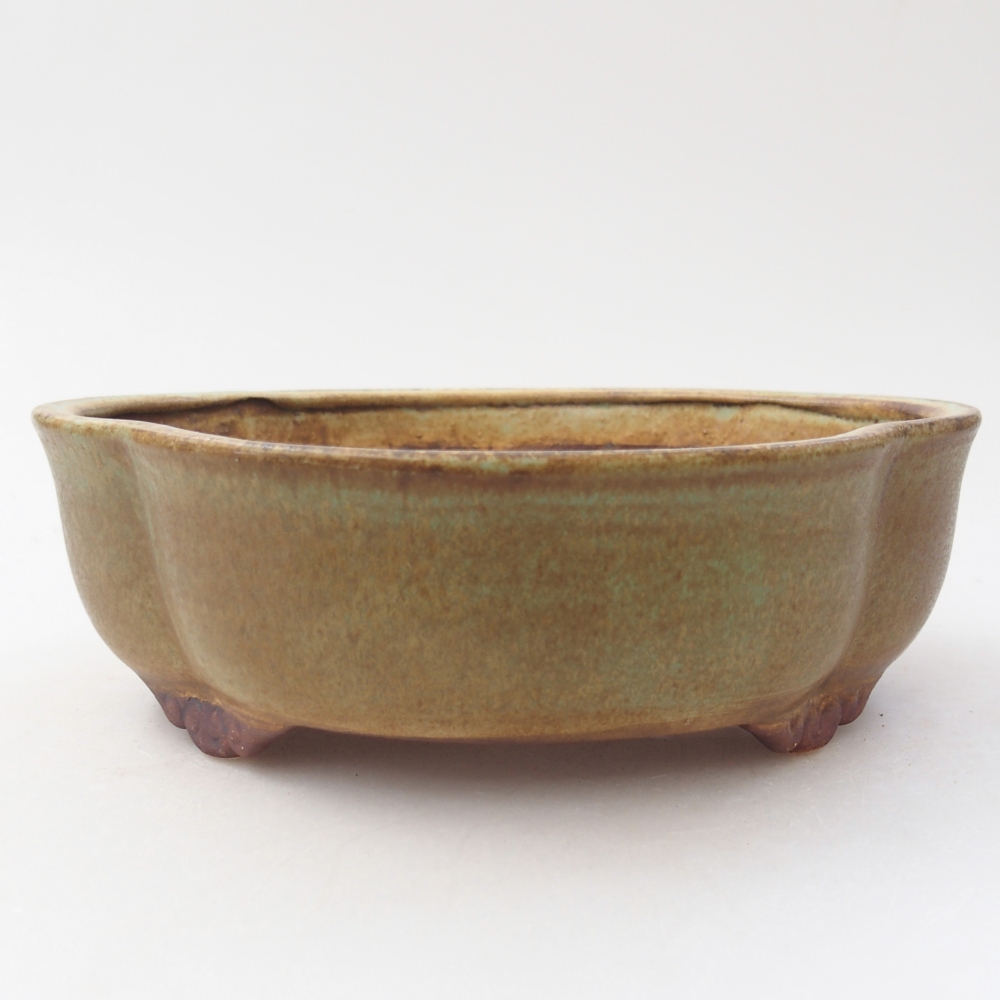 Ceramic bonsai bowl 17 x 15 x 5,5 cm, green
