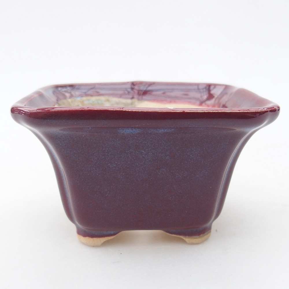 Mini bonsai bowl 7,5 x 7,5 x 4,5 cm, burgundy