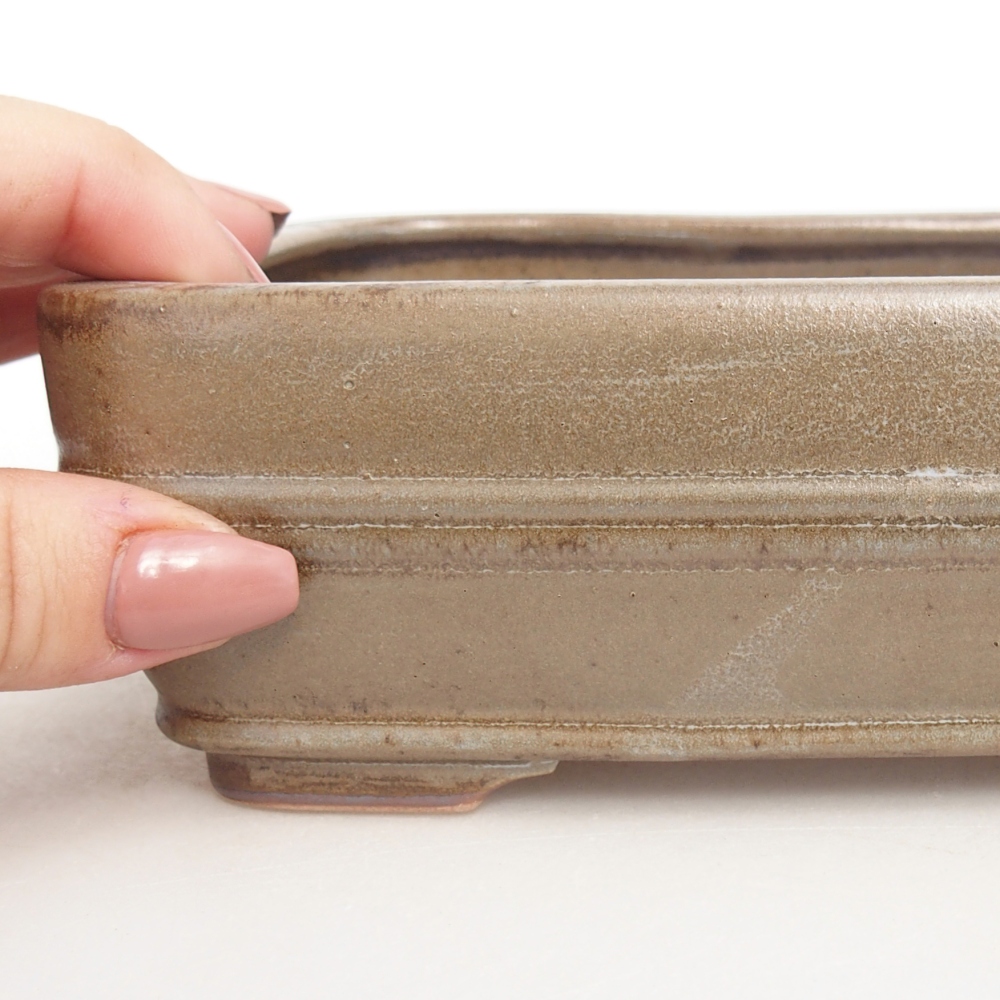 Ceramic bonsai bowl 16,5 x 12 x 5,5 cm, blue-grey