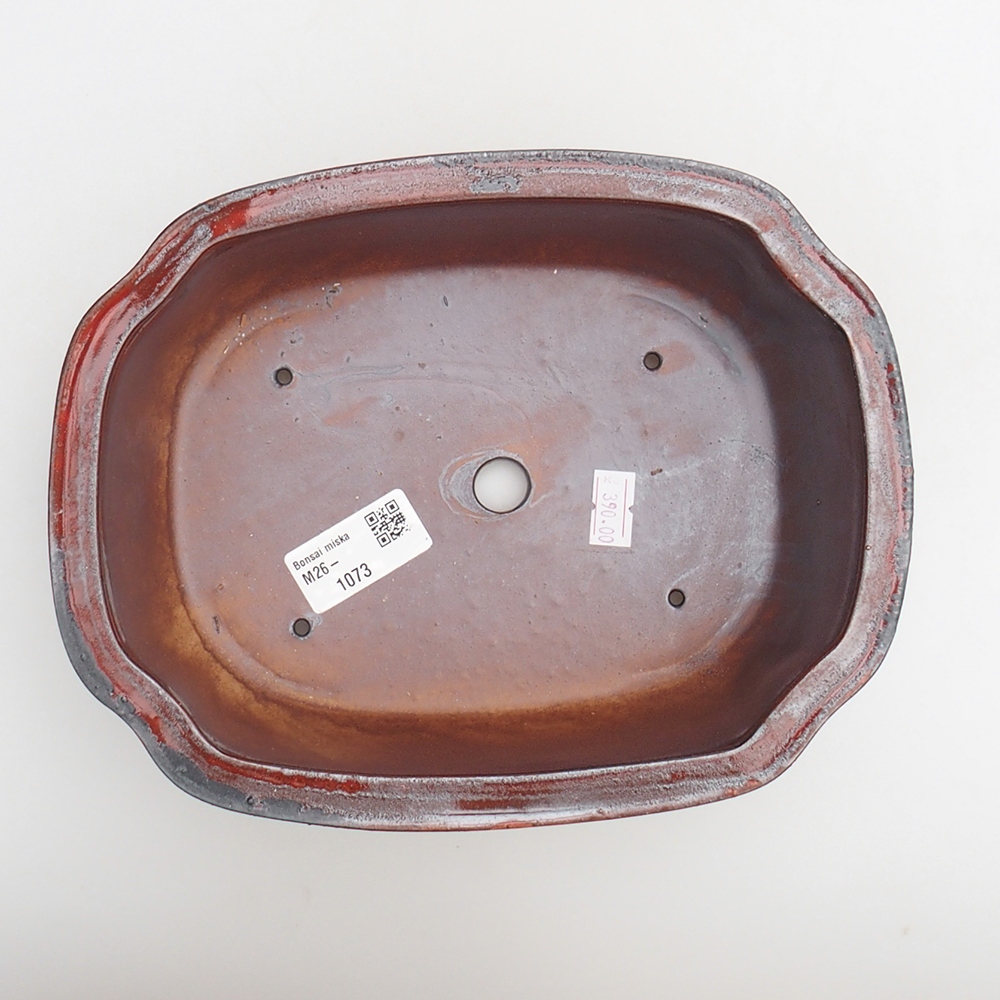 Ceramic bonsai bowl 22 x 16,5 x 7 cm, colour red