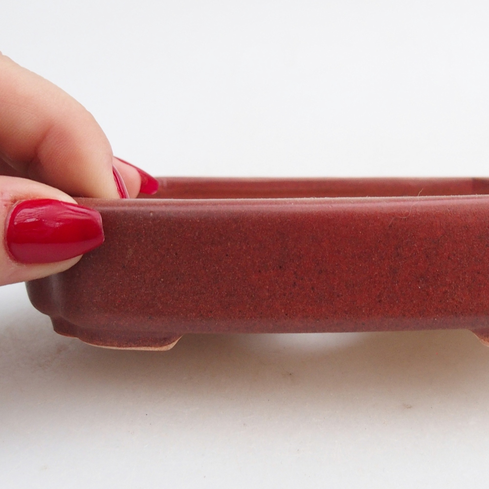 Ceramic bonsai bowl 13 x 9 x 3 cm, burgundy