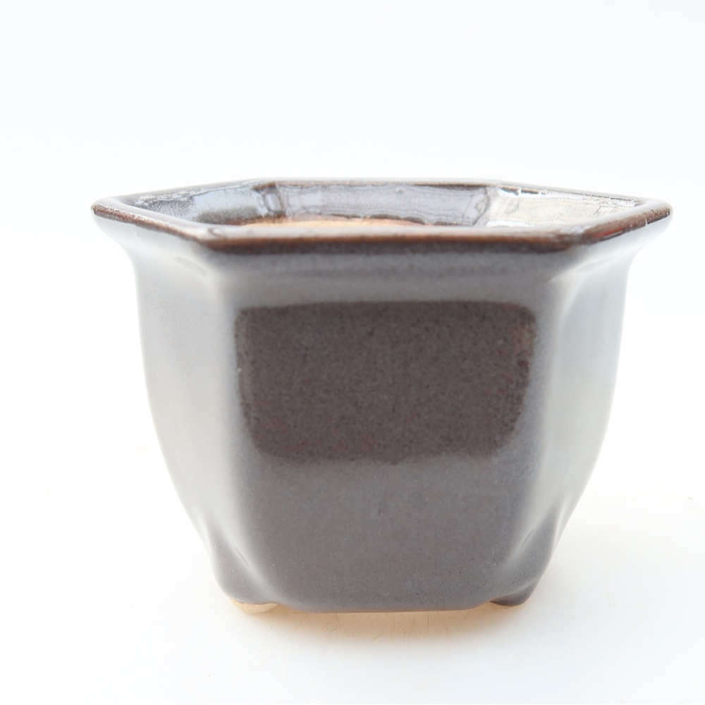Ceramic bonsai pot, 7 x 6.5 x 5 cm, gray