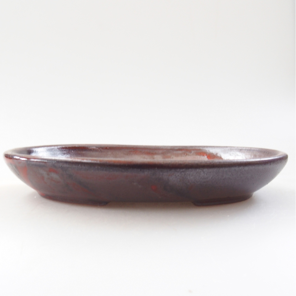 Ceramic bonsai bowl 15,5 x 11 x 2,5 cm, metallic red