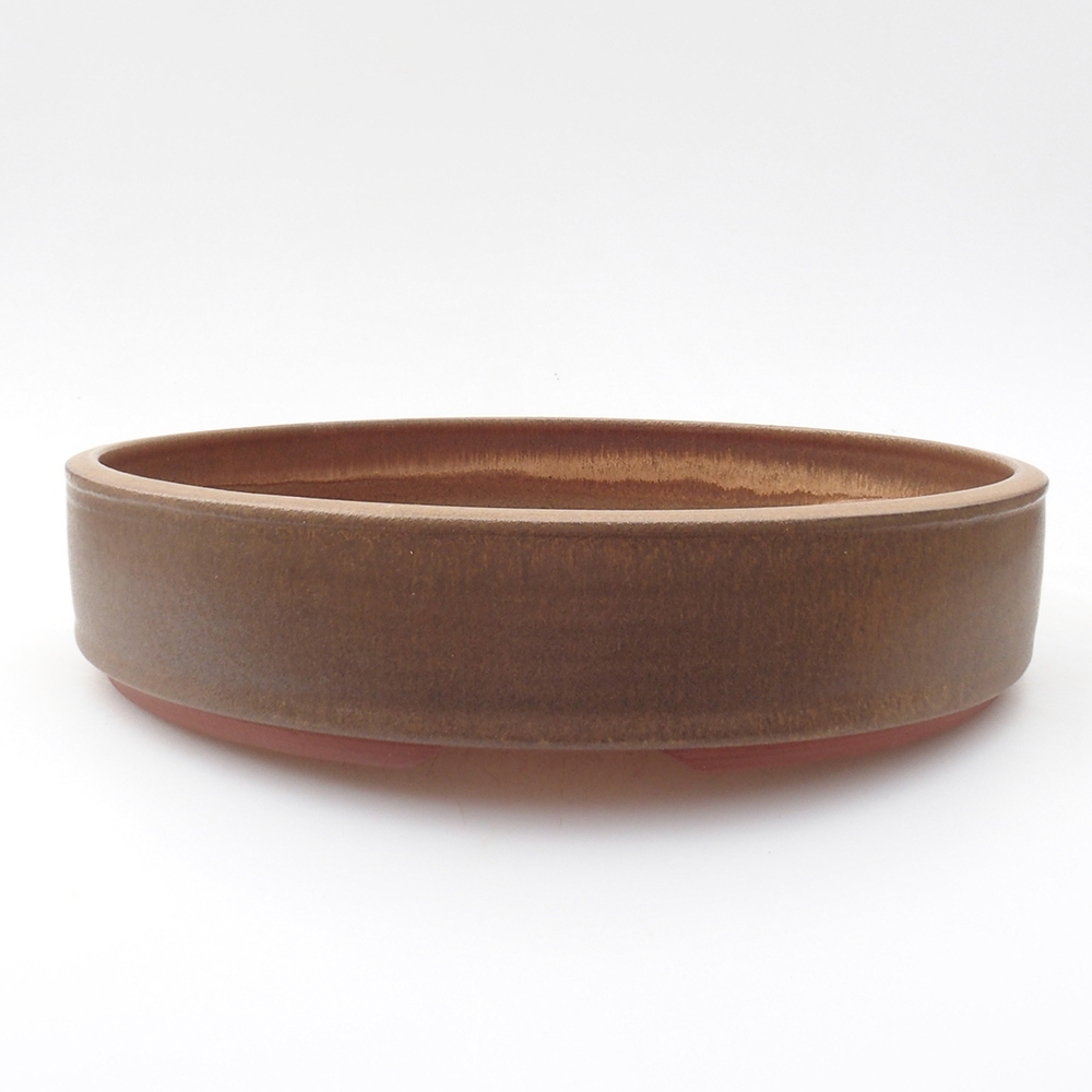 Ceramic bonsai bowl 25,5 x 25,5 x 5,5 cm, color brown