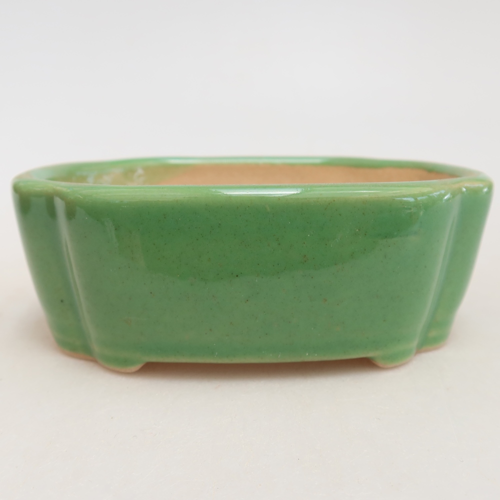 Ceramic bonsai pot, 10.5 x 8 x 4 cm, green