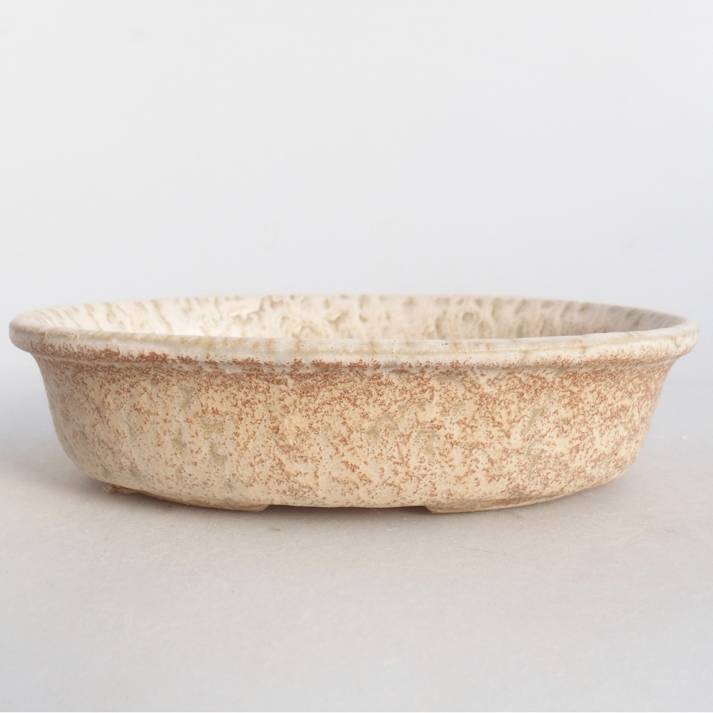 Ceramic bonsai bowl 15 x 10,5 x 3,5 cm, colour beige