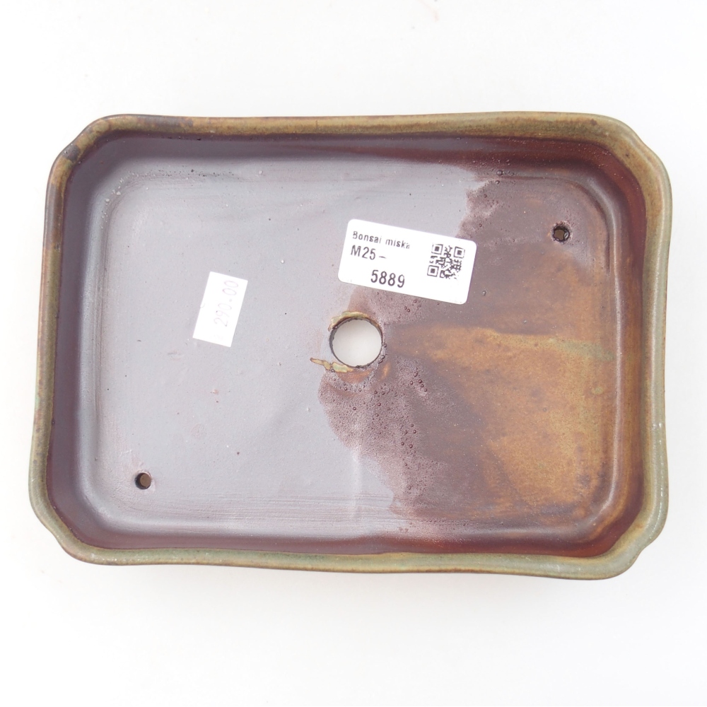Ceramic bonsai bowl 18 x 13 x 3,5 cm, color green
