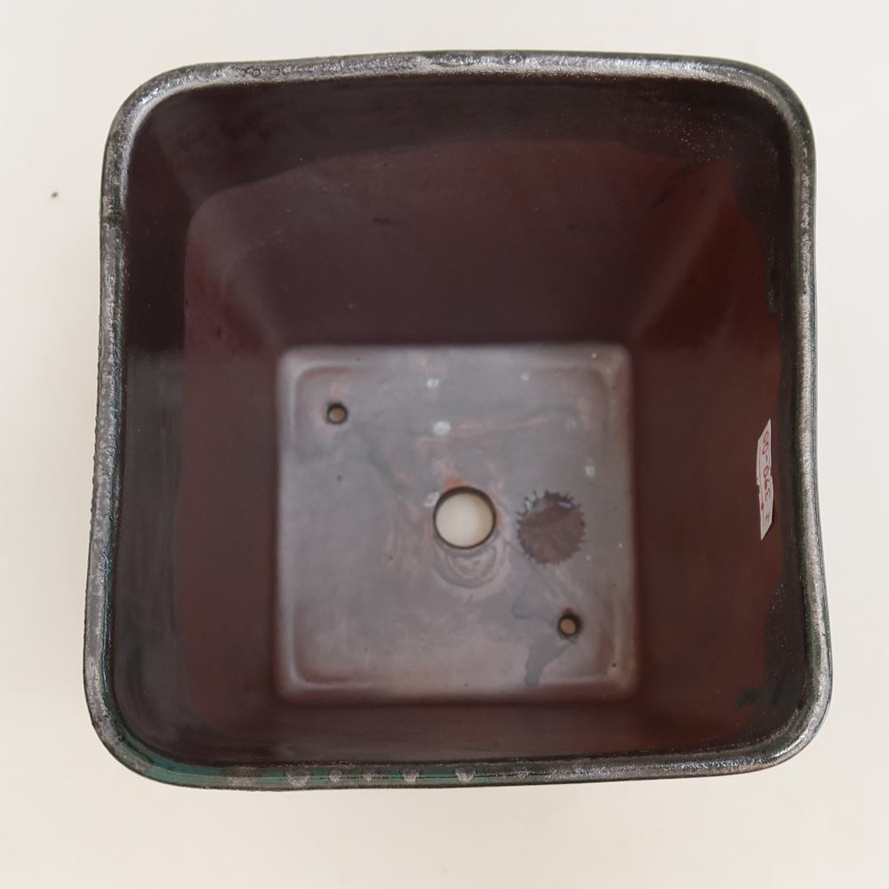 Ceramic bonsai bowl 13,5 x 13,5 x 15 cm, green